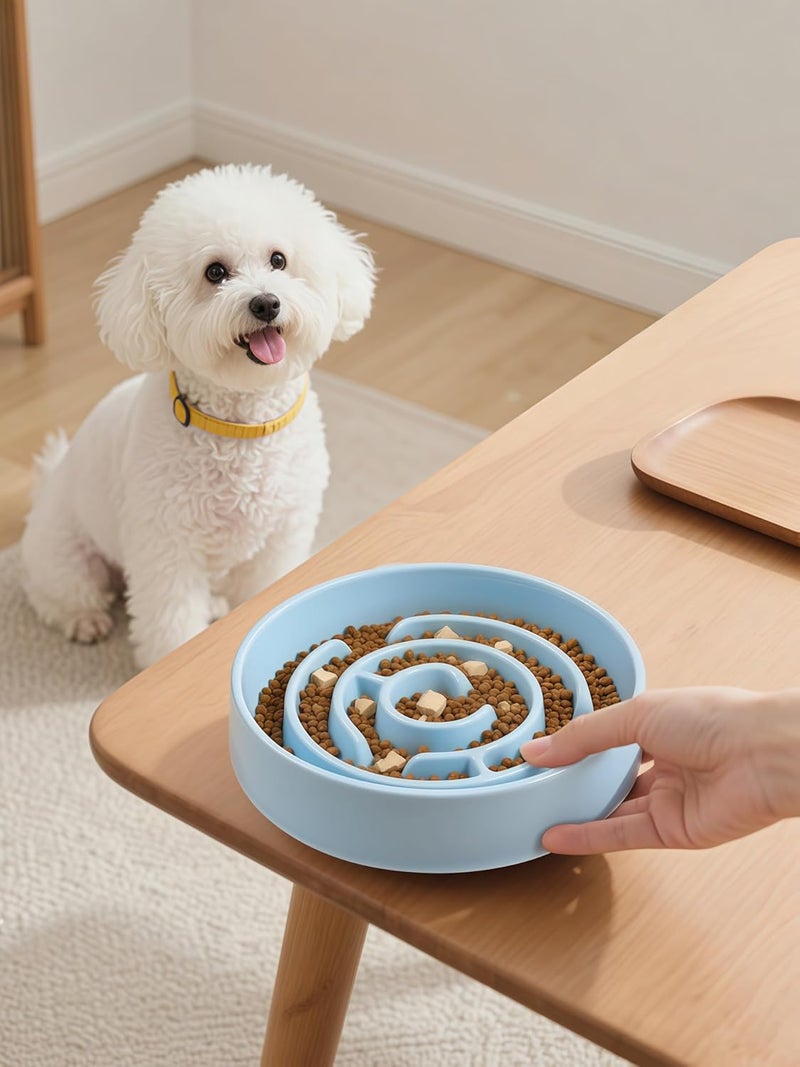 F'DIARY Ceramic Slow Feeder Dog Bowls with Anti-Slip, Slow Feeder & Non-Slip Design, Boredom and Anxiety Reducer, Suitable for All Breed Dogs and Cat (Ceramic-Blue) - Image 5